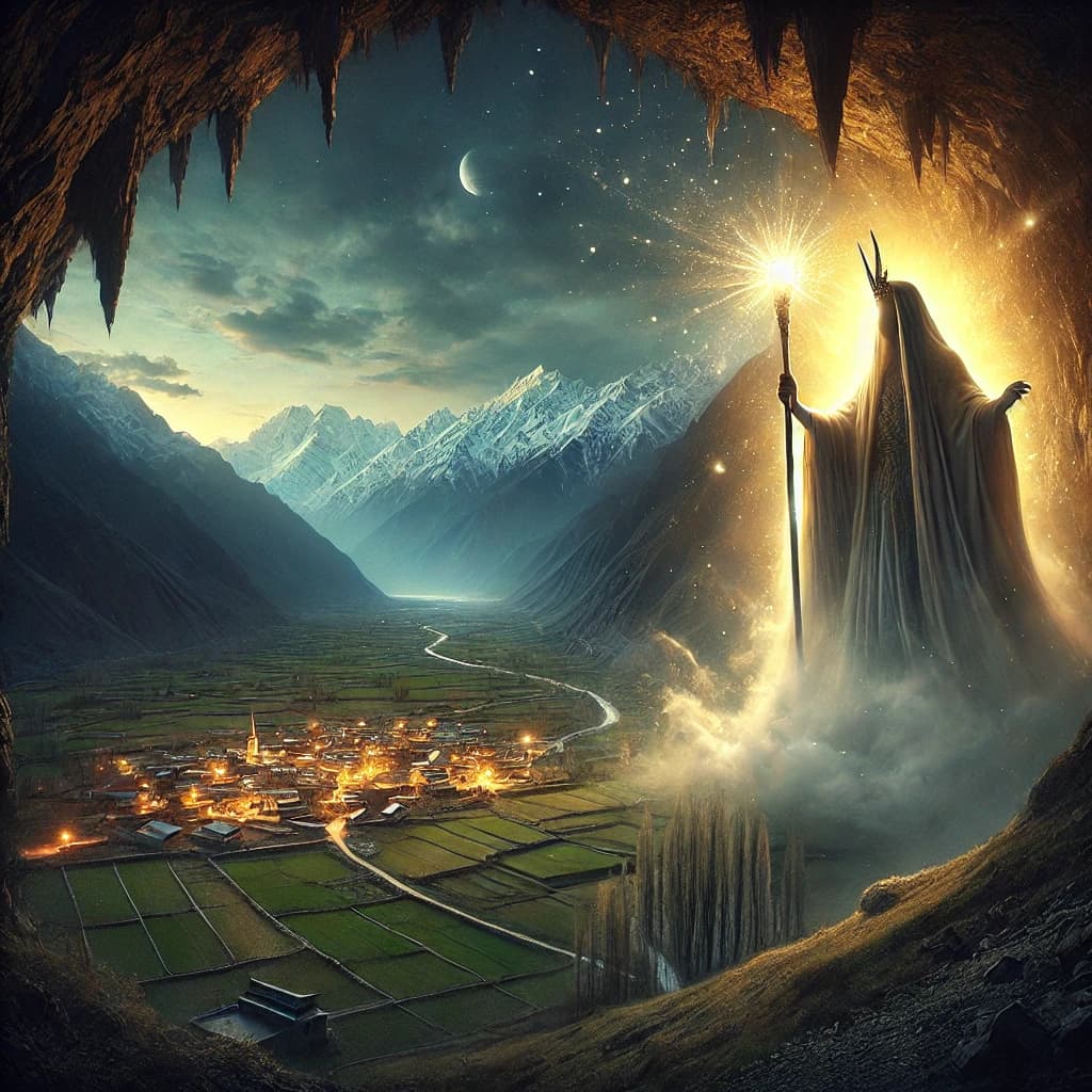 Panoramic view of Gulmit and its lush fields